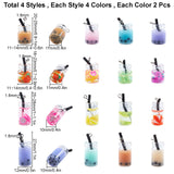 Glass Bottle Pendants, with Resin Inside and Iron Findings, Imitation Bubble Tea/Boba Milk Tea, Mixed Color, 32pcs