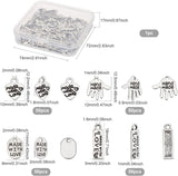 200Pcs 4 Style Tibetan Style Alloy Pendants, Cadmium Free & Nickel Free & Lead Free, Mixed Shapes, Antique Silver, 11~18x5~12x0.8~2mm, Hole: 1~2mm, 50pcs/color