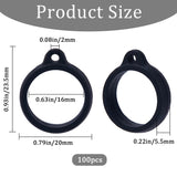 Silicone Pendant, for Electronic Stylus & Lighter Making, Black, 23.5x20x5.5mm, Hole: 2mm, Inner Diameter: 16mm, 100pcs