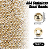 304 Stainless Steel Beads, Round, Golden, 3x2.5mm, Hole: 1.2mm, 500pcs/box