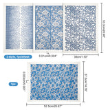 4 Style Paper Ceramic Decals, Pottery Ceramics Clay Transfer Paper, Underglaze Flower Paper, Blue and White Porcelain Style, Mixed Patterns, 52.5~53.3x37.5~38x0.003~0.01cm
