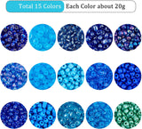 Glass Seed Beads, Round, Transparent & Silver Lined & Transparent Colours Lustered & Transparent Colours Rainbow & Frosted & Opaque, Blue, 4mm, Hole: 1.5mm, about 3000pcs/box