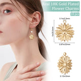 10Pcs 304 Stainless Steel Pendants, Flower Charms, Real 18K Gold Plated, 25.5x22x3mm, Hole: 2.5mm