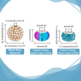 42Pcs Acrylic & Resin & Polymer Clay Rhinestone Large Hole Beads, European Beads, with Silver Color Plated Brass Cores, Rondelle, Mixed Color, 11~20x7~19.5mm, Hole: 3~7.5mm