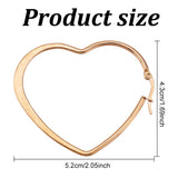 4 Pairs 4 Colors Titanium Steel Heart Hoop Earrings for Women, Mixed Color, 53x42x2mm, Pin: 0.8~1.2x0.5mm, 1 Pair/color