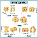 DIY Beads Jewelry Making Finding Kit, Including Brass & Rhinestones Beads, Flat Round & Flower & Rhombus, Real 18K Gold Plated, 5.2~8x5.2~8x3.2~6.2mm, Hole: 1.8~4mm, 20Pcs/box