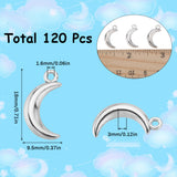 120Pcs Tibetan Style Alloy Pendants,  Moon, Antique Silver, 18x9.5x3mm, Hole: 1.6mm