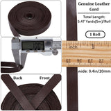 5M Flat Cowhide Leather Cord, Jewelry DIY Making Material, Coffee, 10x1mm, about 5.47 Yards(5m)/Bundle