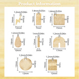 80Pcs 8 Style Brass Pendants, Rhombus & Horseshoe & Teardrop & Lightning Bolt, Raw(Unplated), 12~18x3~17x0.5~1mm, Hole: 1~1.4mm, 10pcs/style