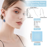 10 Pairs 925 Sterling Silver Earring Hooks, with Horizontal Loops & 50Pcs Plastic Ear Nuts & 1Pc Polishing Cloth, Silver, 19x13.5x0.8mm, Hole: 2mm, 20 Gauge, Pin: 0.8mm