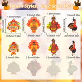 16Pcs 4 Styles Thanksgiving Day Opaque Acrylic Pendants, Turkey Charm, Mixed Color, 37~53x39.5~52x2.2mm, Hole: 1.5mm, 4pcs/style