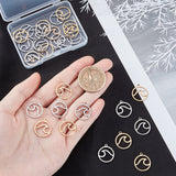 40Pcs 2 Colors Stainless Steel Pendants, Laser Cut, Round Ring with Wave, Golden & Stainless Steel Color, 17x15x1mm, Hole: 1mm, 20pcs/color