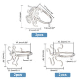 6Pcs 3 Style Adjustable Brass Ring Components, Twist Shape Ring Settings, Platinum, US Size 7(17.3mm)~US Size 7 3/4(17.9mm), Tray: 17.5~19x18~20.5mm, 2Pcs/style