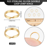 20Pcs 925 Sterling Silver Double Loop Jump Rings, Round Rings, Golden, 7x1mm, Inner Diameter: 5.5mm