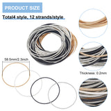 48 Strands 4 Style Spring Bracelets, Minimalist Bracelets, Steel French Wire Gimp Wire, for Stackable Wearing, Mixed Color, 12 Gauge, 2mm, Inner Diameter: 58.5mm, 12 strands/style
