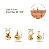 304 Stainless Steel Sphere Charms, Round Ball, Golden, 6x3mm, 7x4mm, Hole: 2mm, 50pcs/box