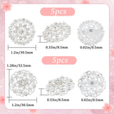 10Pcs 2 Style Crystal Rhinestone Flower Brooch Pin, Alloy Badge for Clothes Suits Jacket, Silver, 30.5x8.5~32.5x8.5mm, Pin: 0.5mm, 5Pcs/style