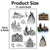 Custom PVC Plastic Clear Stamps, for DIY Scrapbooking, Photo Album Decorative, Cards Making, Stamp Sheets, Film Frame, Castle, 160x110x3mm