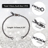 9Pcs 3 Colors Half Finished 304 Stainless Steel Rolo Chain Connector Bracelets Making, with Jump Rings, Lobster Claw Clasps, Chain Tabs, Mixed Color, 6-1/2x1/8 inch(16.5x0.3cm), 3pcs/color