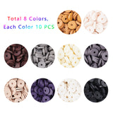 Handmade Polymer Clay Beads, Disc/Flat Round, Heishi Beads, Mixed Color, 6x1mm, Hole: 2mm, 10colors, about 266~280pcs/color, 2660~2800pcs/box