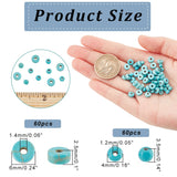 120Pcs 2 Styles Synthetic Turquoise Beads, Round & Flat Round, 4~6x2.5~3.5mm, Hole: 1.2~1.4mm, 60pcs/style