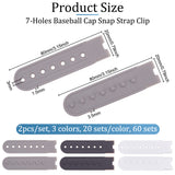 60 Sets 3 Colors 7-Holes Replacement Fasteners Buckle Extender Baseball Cap Cowboy Hat Snap Strap Clip, Mixed Color, 80x20x1.5mm, Hole: 3mm, 80x20x3.5mm, 2pcs/set, 20 sets/color