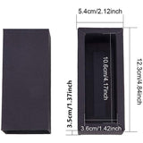 Kraft Paper Folding Box, Drawer Box, Rectangle, Black, 12.1x5.1cm, Finished Product: 10.6x3.6x3.5cm, 20pcs/set