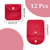 12Pcs Velvet Jewelry Storage Pouches, Square Jewelry Bags with Golden Tone Snap Fastener, for Earring, Rings Storage, Dark Red, 8x8x0.75cm