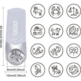 Iron Seal Stamps, Stamping Tools, for Leather Craft, Twelve Constellations Pattern, Platinum, 65.5x10mm, Pattern: 6mm, 12pcs/box