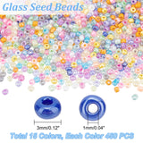 15 Colors Glass Seed Beads, Ceylon, Round, Mixed Color, 3mm, Hole: 1mm, about 450pcs/20g/compartment, about 6750pcs/box