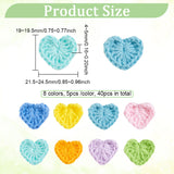 40Pcs 8 Colors Handicraft Cotton Knitting Heart Ornament Accessories, for DIY Costume, Hat, Bag, Mixed Color, 19~19.5x21.5~24.5x4~5mm, 5pcs/color