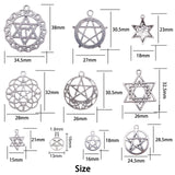 Tibetan Style Alloy Pendants, Flat Round with Star, Antique Silver, 40pcs/set