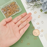 200Pcs 2 Colors 304 Stainless Steel Open Jump Rings, Oval, Golden & Stainless Steel Color, 10x6.5x1.1mm