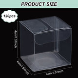 120Pcs Transparent Plastic PET Box Gift Packaging, Waterproof Folding Cartons, Cube, Clear, 4x4x4cm