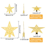 4Pcs 4 Style Plastic Christmas Treetop Star Ornament, for Christmas Tree Decorations, Mixed Color, 95~151x95~151x12~17.5mm, Hole: 9.5~14mm, 1pc/style