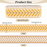 10M Polyester Jacquard Ribbons, for Cushions Decoration, Leaf Print, Sandy Brown, 2-3/8 inch(60mm)