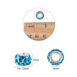 Polymer Clay Rhinestone European Beads, Large Hole Rondelle Beads, with Platinum Plated Alloy Cores, Mixed Color, 10~12x7mm, Hole: 5mm, 100pcs/box
