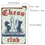 Tinplate Sign Poster, Vertical, for Home Wall Decoration, Rectangle, Chess Pattern, 300x200x0.5mm