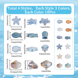 120Pcs 12 Style Electroplate Glass Beads, Fish & Shell & Starfish , Mixed Color, 10~15x8~14.5x5~10mm, Hole: 0.8~1mm, 10Pcs/style