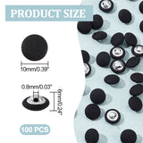 100Pcs 1-Hole Aluminum Buttons, with Polyester Covered, Clothes Coat Down Jacket Buckle, Platinum, Black, 10x6mm, Hole: 0.8mm