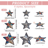 Star Sew on PVC Sequins Patches, Glittered Appliques, with Non-woven Felt Fabric, Costume Accessories, Colorful, 112~220x120~217x1.2~1.3mm, 7pcs/bag