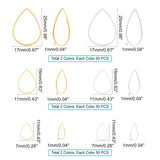 Brass Linking Rings, Teardrop, Golden & Silver, 74x72x17mm, 300pcs/box