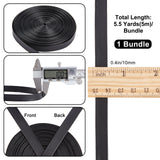 Flat Imitation Leather Cord, Garment Accessories, Black, 10x1mm, about 5.47 Yards(5m)/Bundle