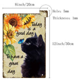 Vintage Metal Iron Tin Sign Poster, Wall Decor for Bars, Restaurants, Cafes Pubs, Vertical Rectangle, Cat Pattern, 300x200x0.5mm