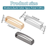 12Pcs 3 Colors Alloy Loop Keepers, Belt Buckle, Rectangle, Mixed Color, 2.4x0.38x0.75cm, Inner Diameter: 2.2x0.52cm, 4pcs/color