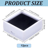 Square Plastic Loose Diamond Gemstone Storage Boxes, with Clear Glass Window and Black Sponge, White, 4.95x4.95x2cm