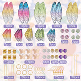 DIY Wing Earring Making Kit, Including Resin Pendants, Glass Pearl Beads, Brass Pendants & Earring Hooks, Iron Bar Links Connectors, Mixed Color, 171Pcs/box