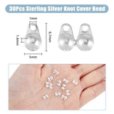 30Pcs 925 Sterling Silver Bead Tips, Calotte Ends, Clamshell Knot Cover, Silver, 5x6.7x1.4mm, Hole: 1mm, Inner Diameter: 2.3mm