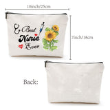 Polycotton Custom Canvas Stroage Bags,  Metal Zipper Pouches, Rectangle, Flower Pattern, 18x25cm