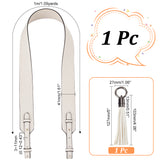 1Pc PU Leather Bag Handles, with Iron & Alloy Finding, 1Pc Tassel Big Pendant Decoration, with Alloy Spring Gate Rings, White, Bag Handle: 100x4.1x0.3~1.1cm, Tassel: 12.7cm